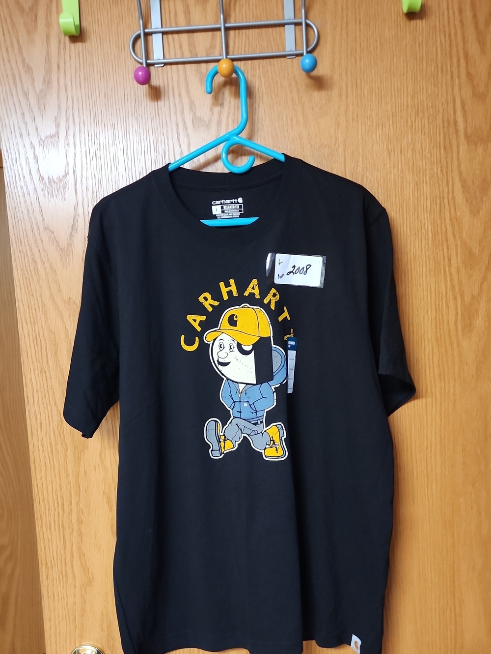 Carhartt Mens Black Graphic Tee with Yellow Accent nwot number 2008